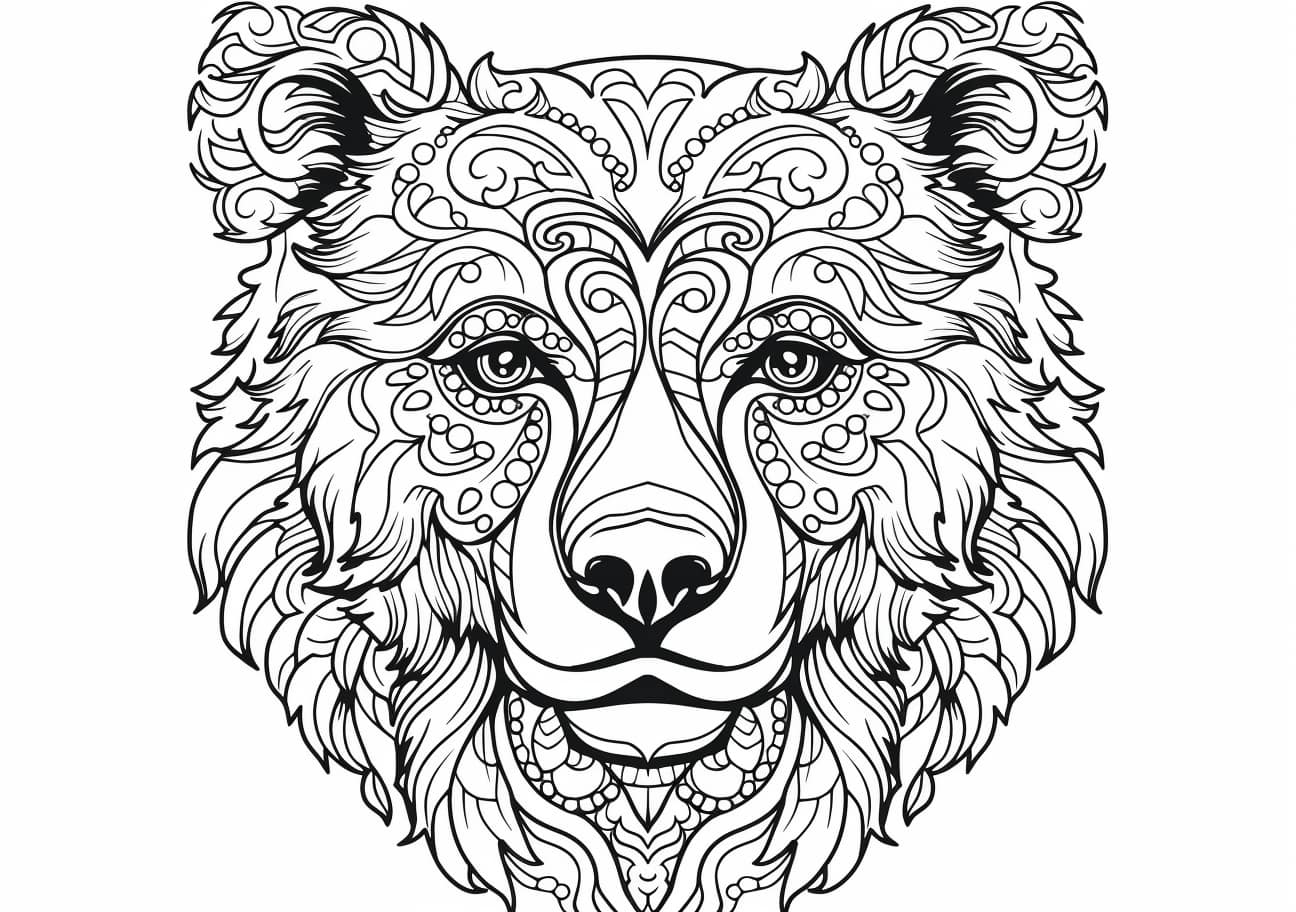 Bear Coloring Pages, Bear zentagle, mandala