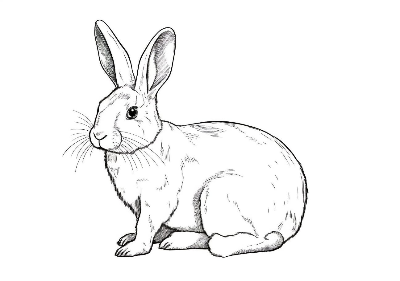 Rabbit Coloring Pages, realistic rabbit, coloring page