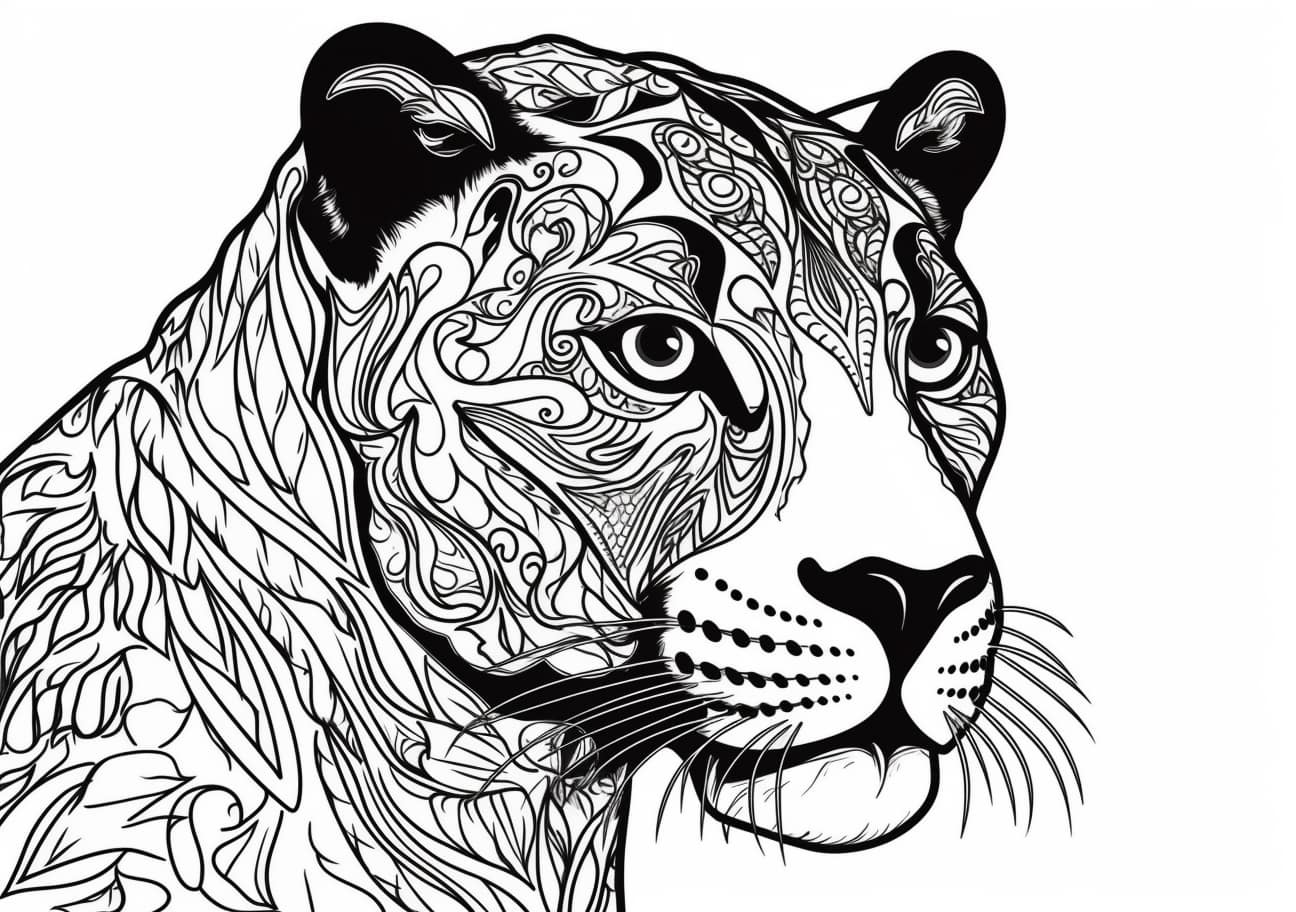 Panther Coloring Pages, Mandala Panther