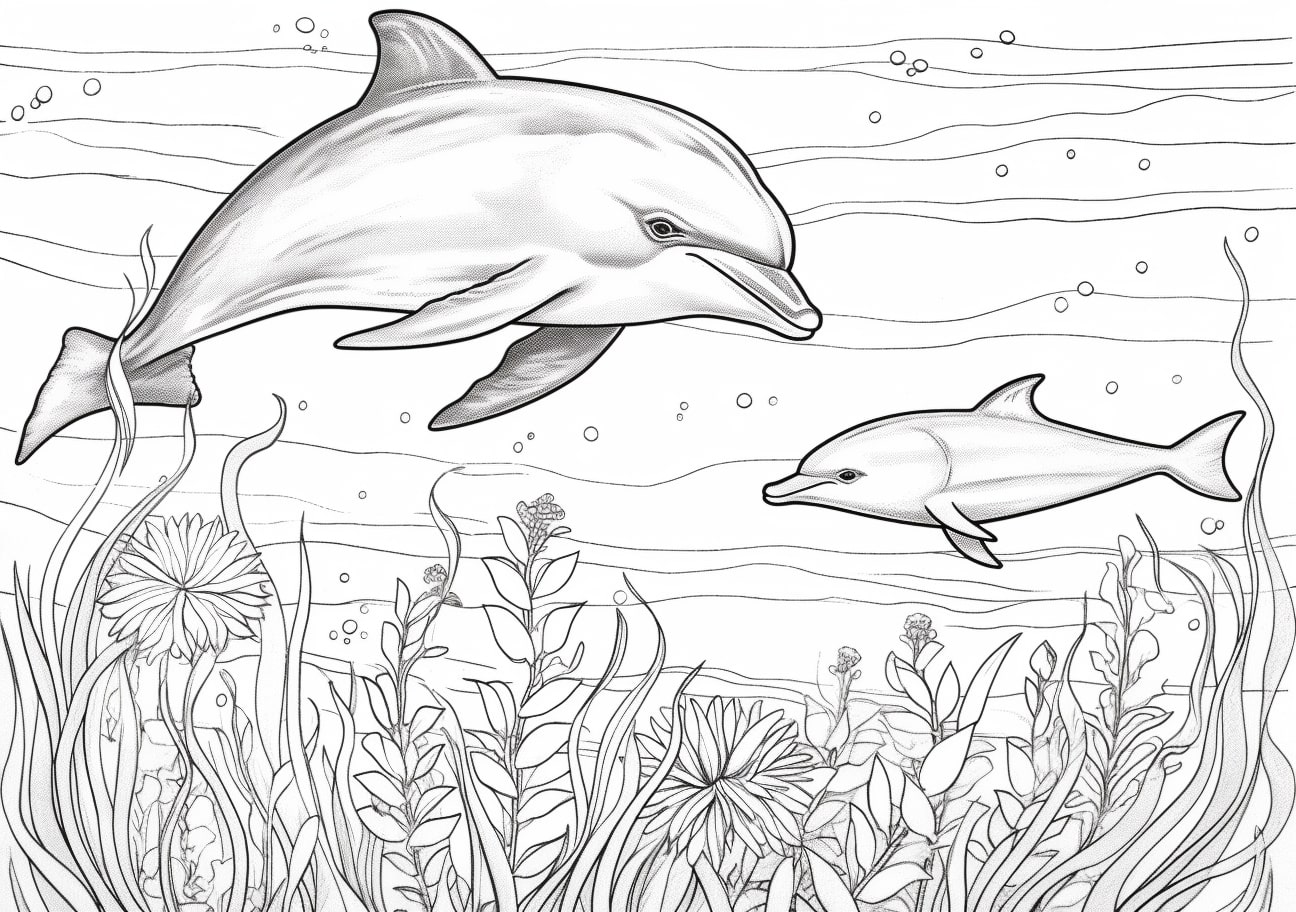 Aquatic Animals Coloring Pages, Dolphin color page