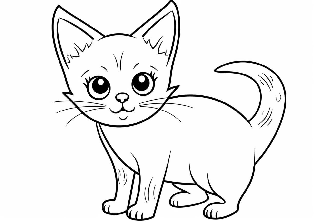 Cute Cat Coloring Pages, cute cat, side