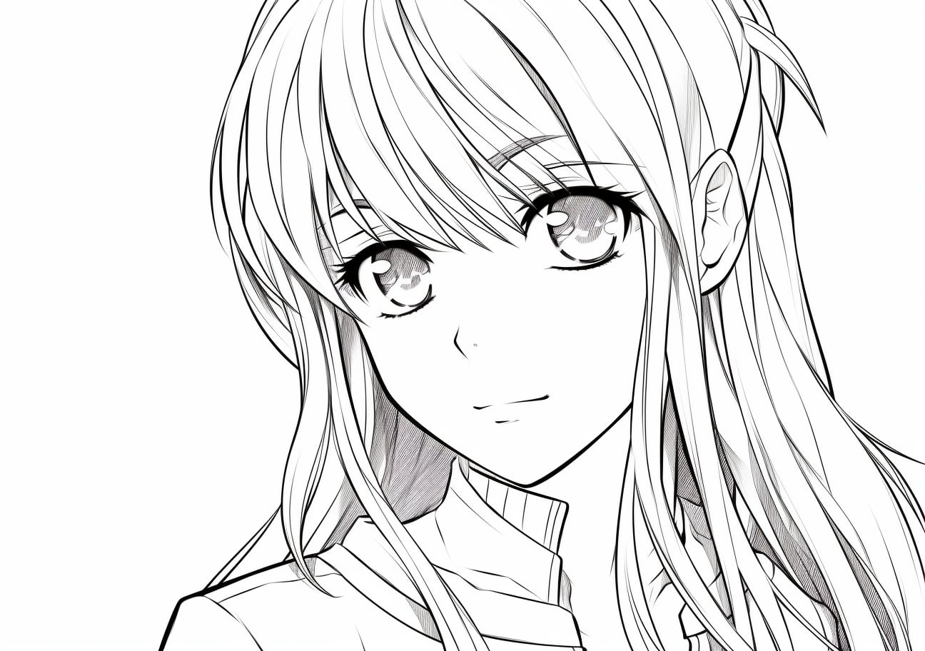 Anime & Manga Coloring Pages, Cute anime girl
