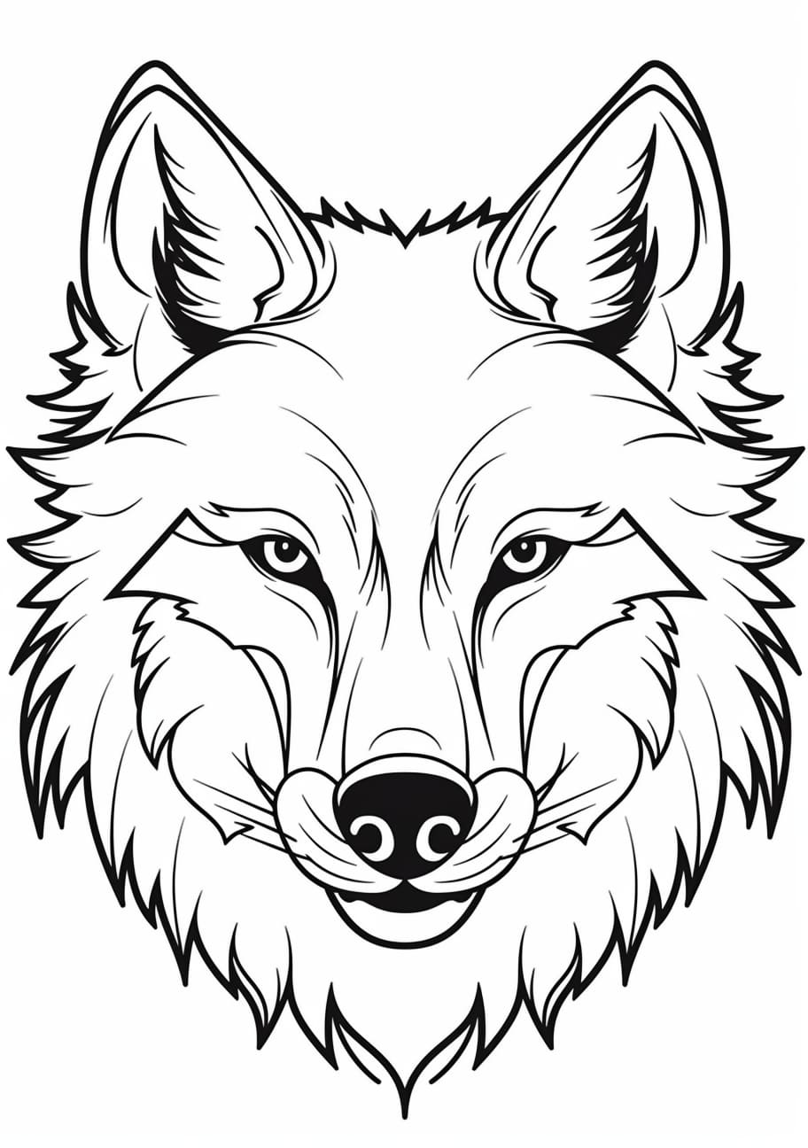 Wolf Coloring Pages, Elegant Wolf face