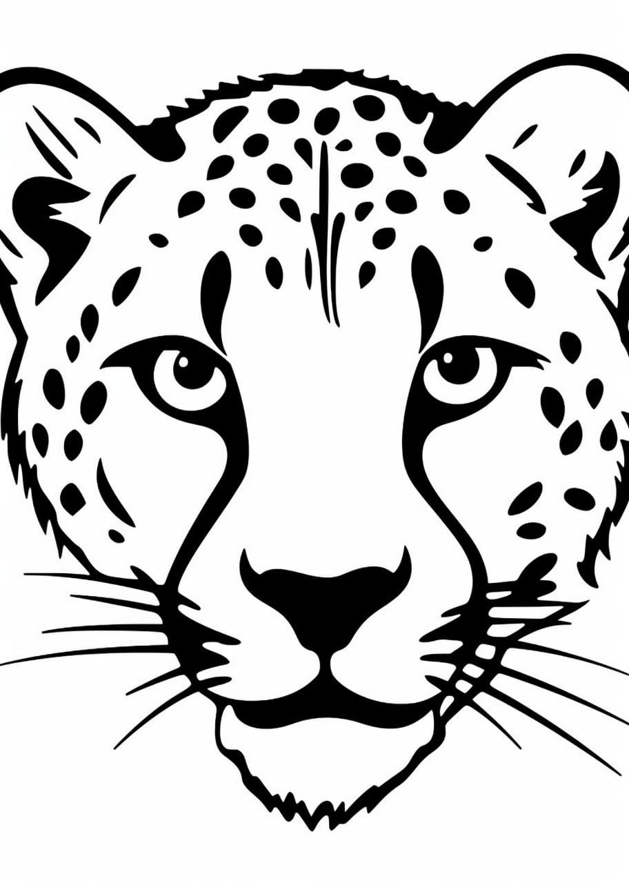 Cheetah Coloring Pages, Cartoon face of Cheetah