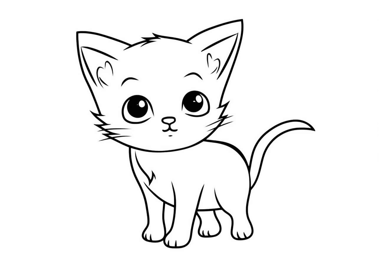 Cute Cat Coloring Pages, sad kitty