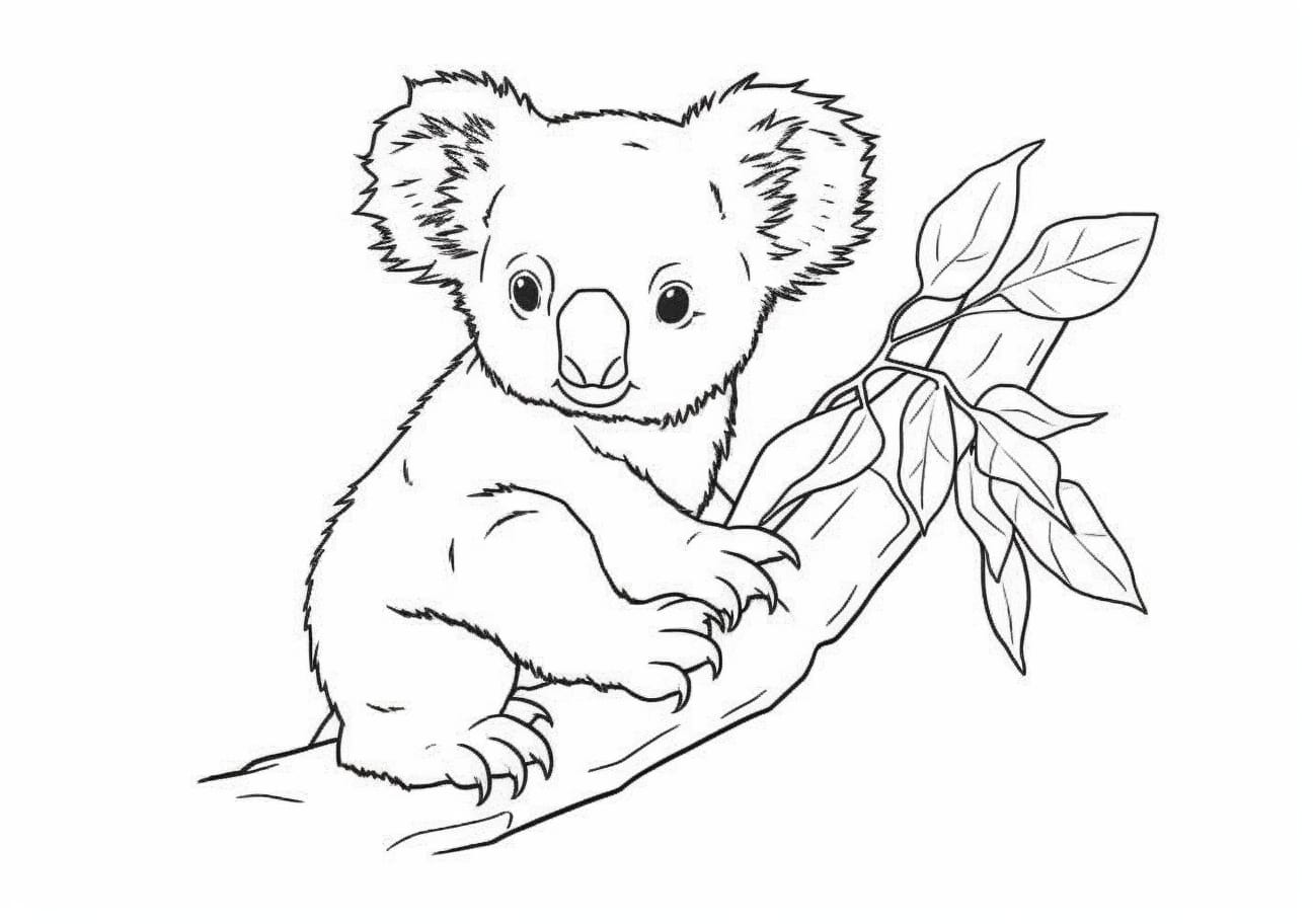 Koala Coloring Pages, Adult Koala