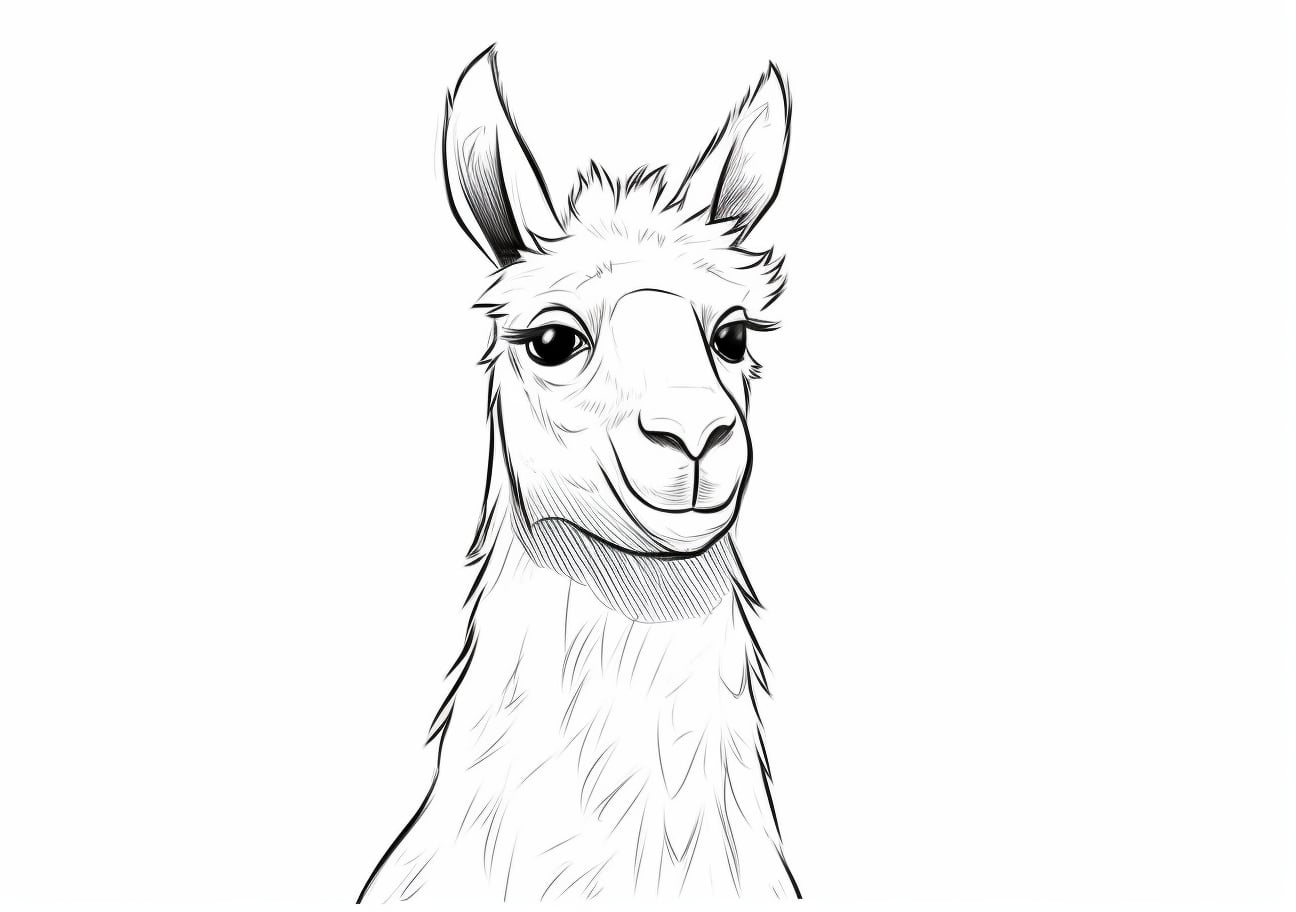 The Lama Coloring Pages, Super realistic face of Llama