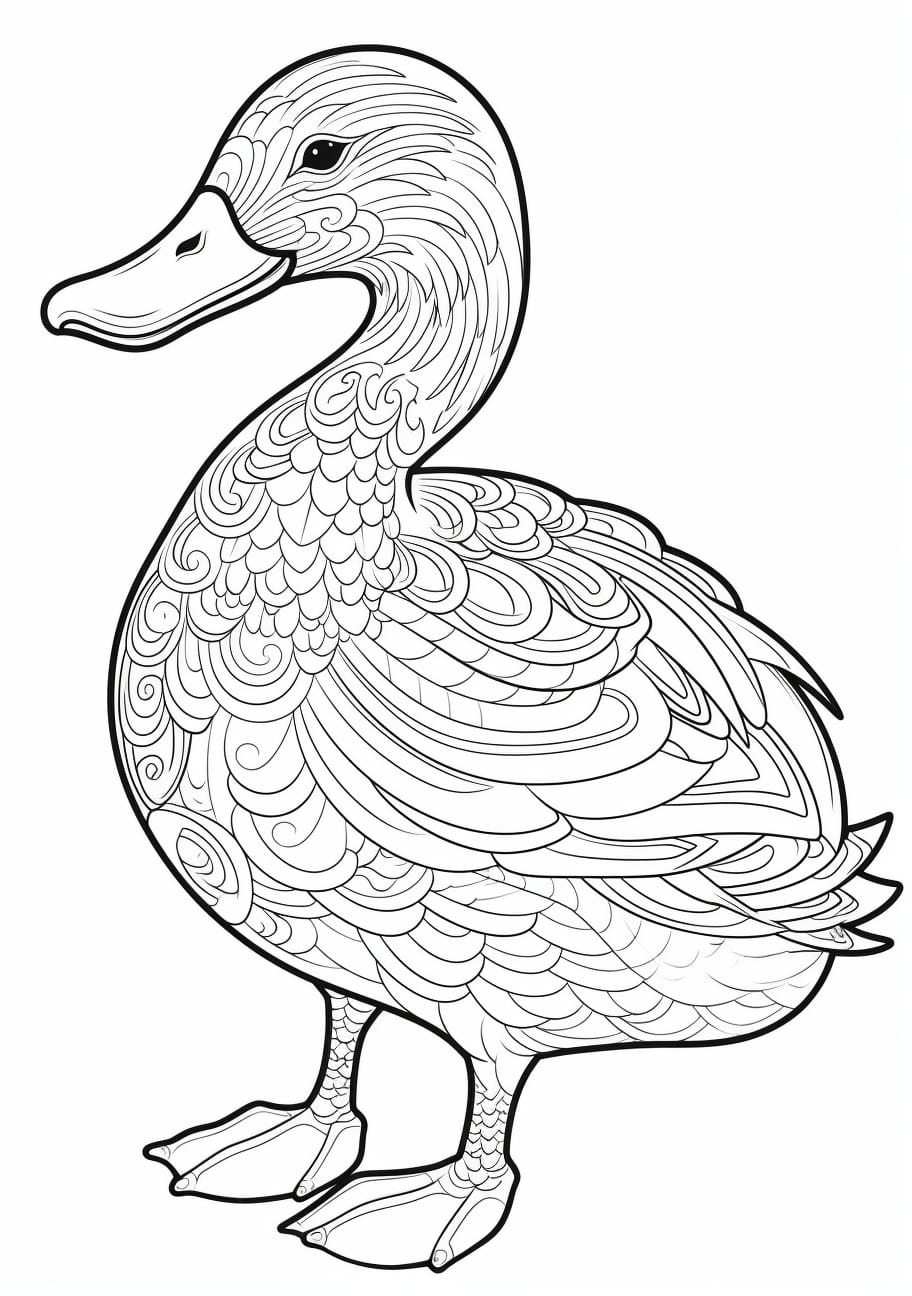 Ducks Coloring Pages, Mandala Duck