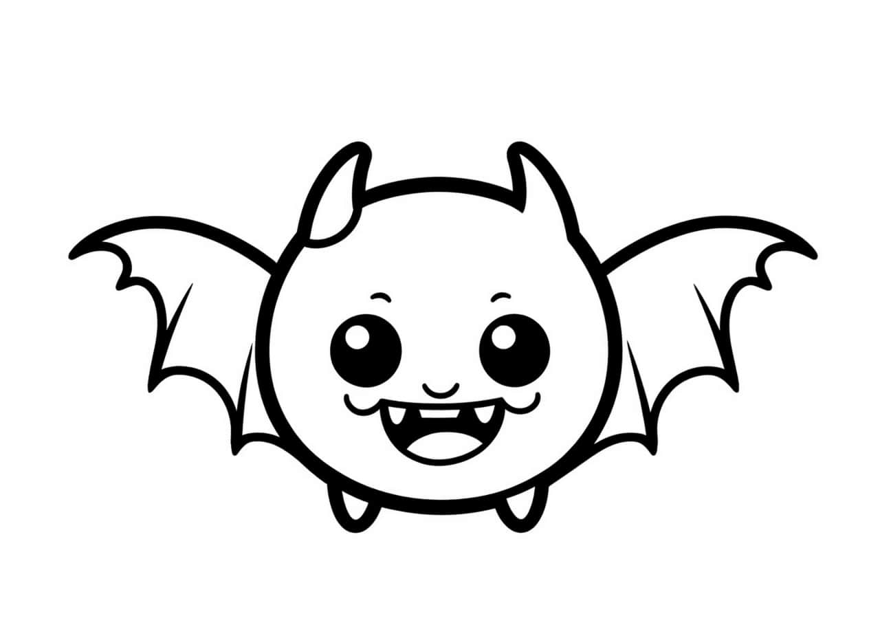 Bat Coloring Pages, Smiling Bat emoji