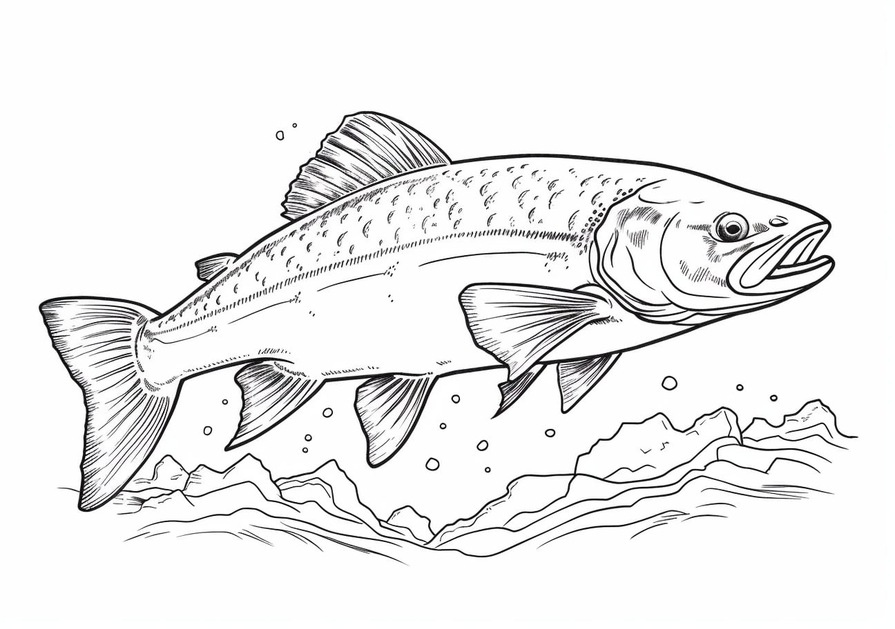 Aquatic Animals Coloring Pages, Trout fish, original view