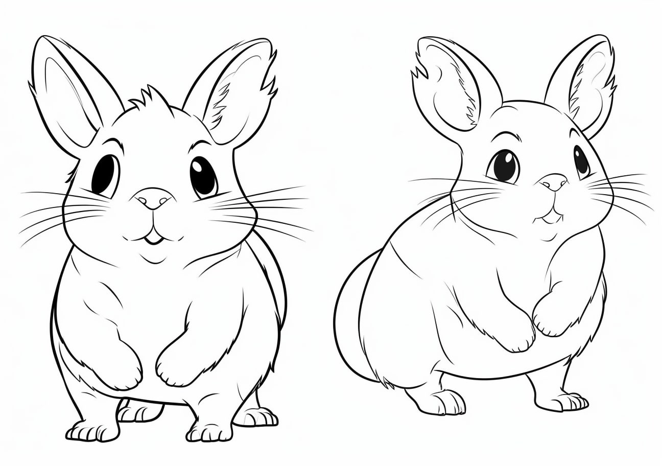 Chinchilla Coloring Pages, two cute Chinchillas