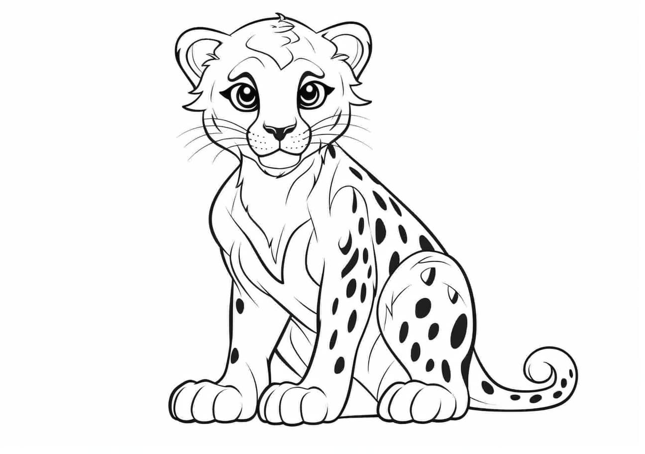 Leopard Coloring Pages, Cute baby Leopard