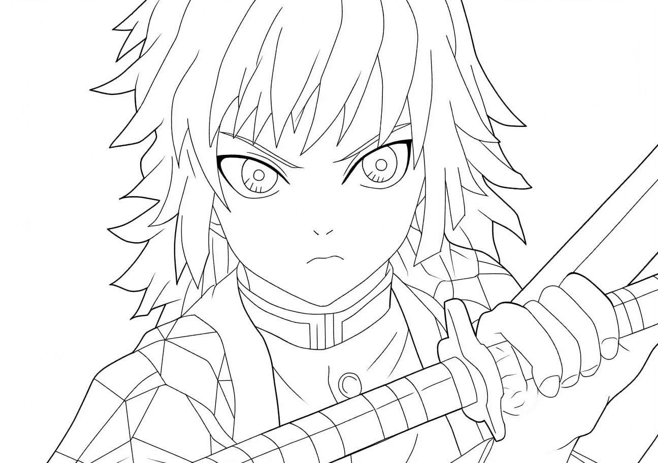 Giyu Tomioka Coloring Pages, Giyu Tomioka