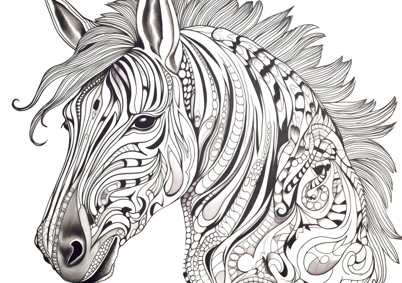 Zebra Coloring Pages, Cute zentagle Zebra