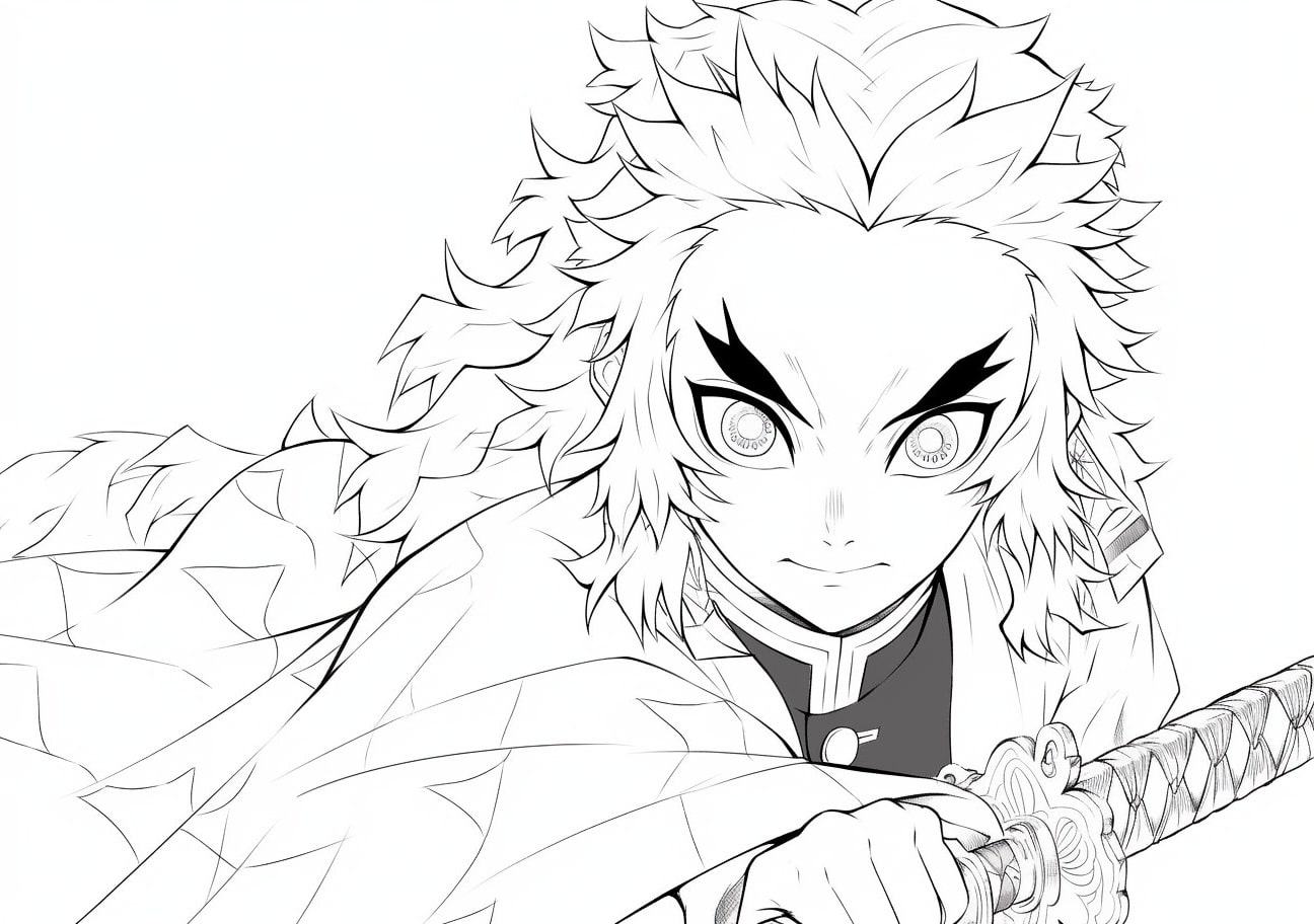 Kyojuro Rengoku Coloring Pages, Kyojuro Rengoku