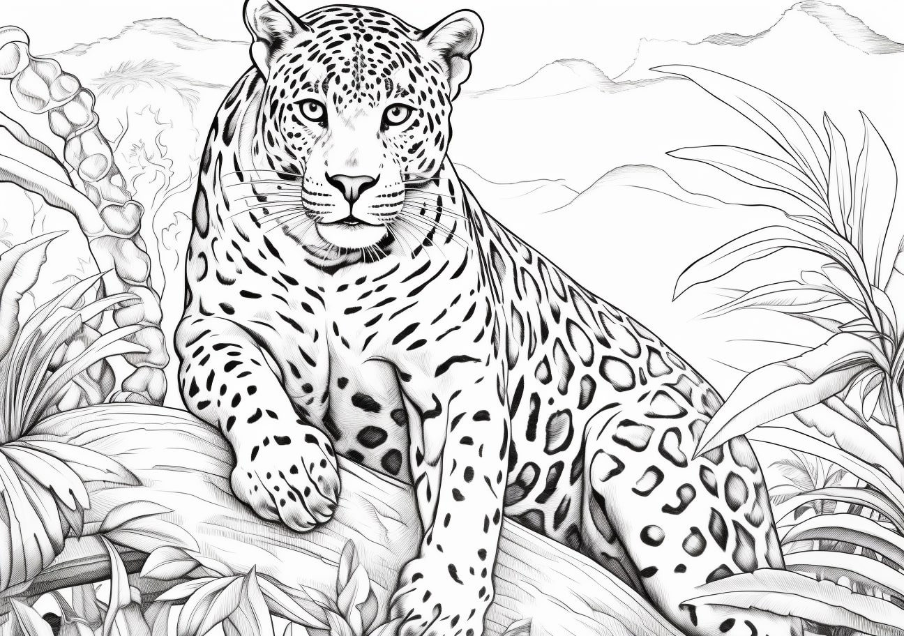 Leopard Coloring Pages, Cute big Leopard, cute image