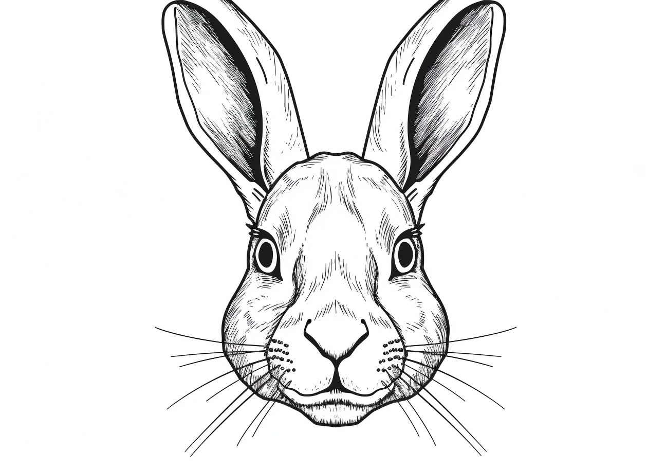 Rabbit Coloring Pages, realistic face of rabbit