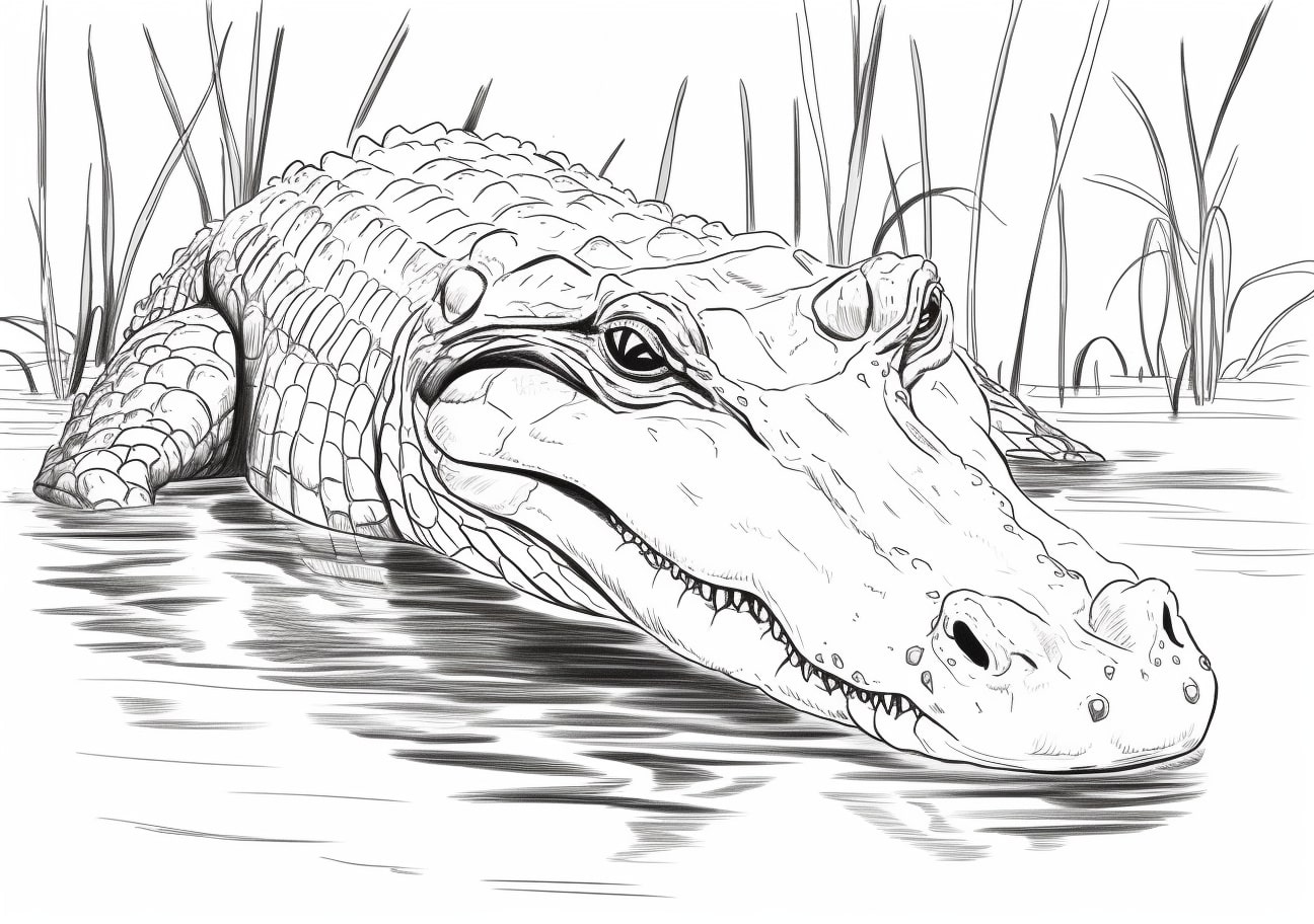 Alligators Coloring Pages, Alligator in water