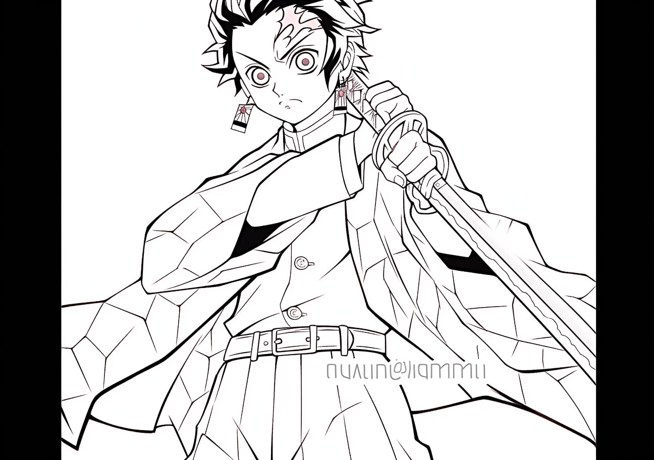 Tanjiro Kamado Coloring Pages, Tanjiro Kamado