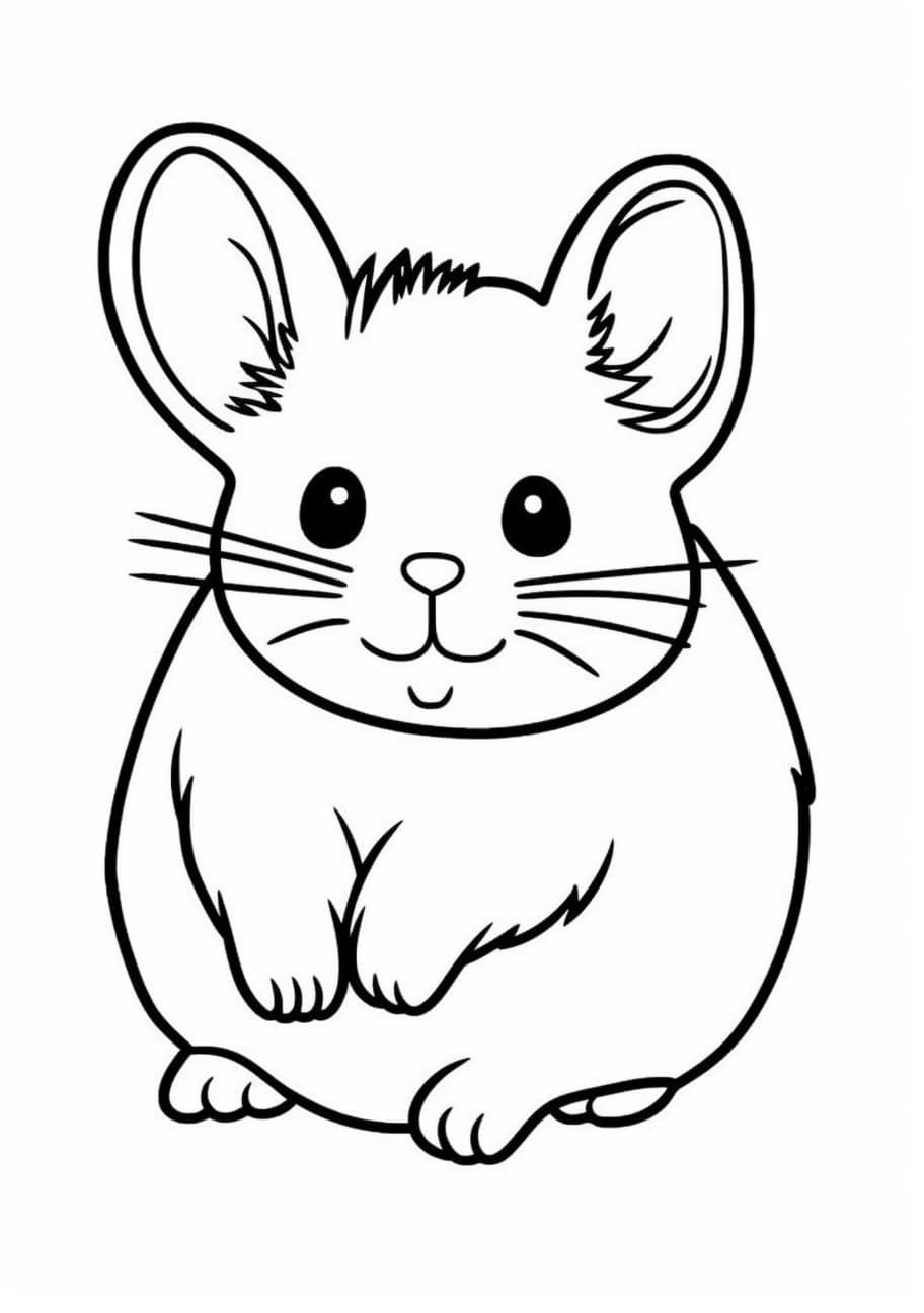 Chinchilla Coloring Pages, Simple Chinchilla