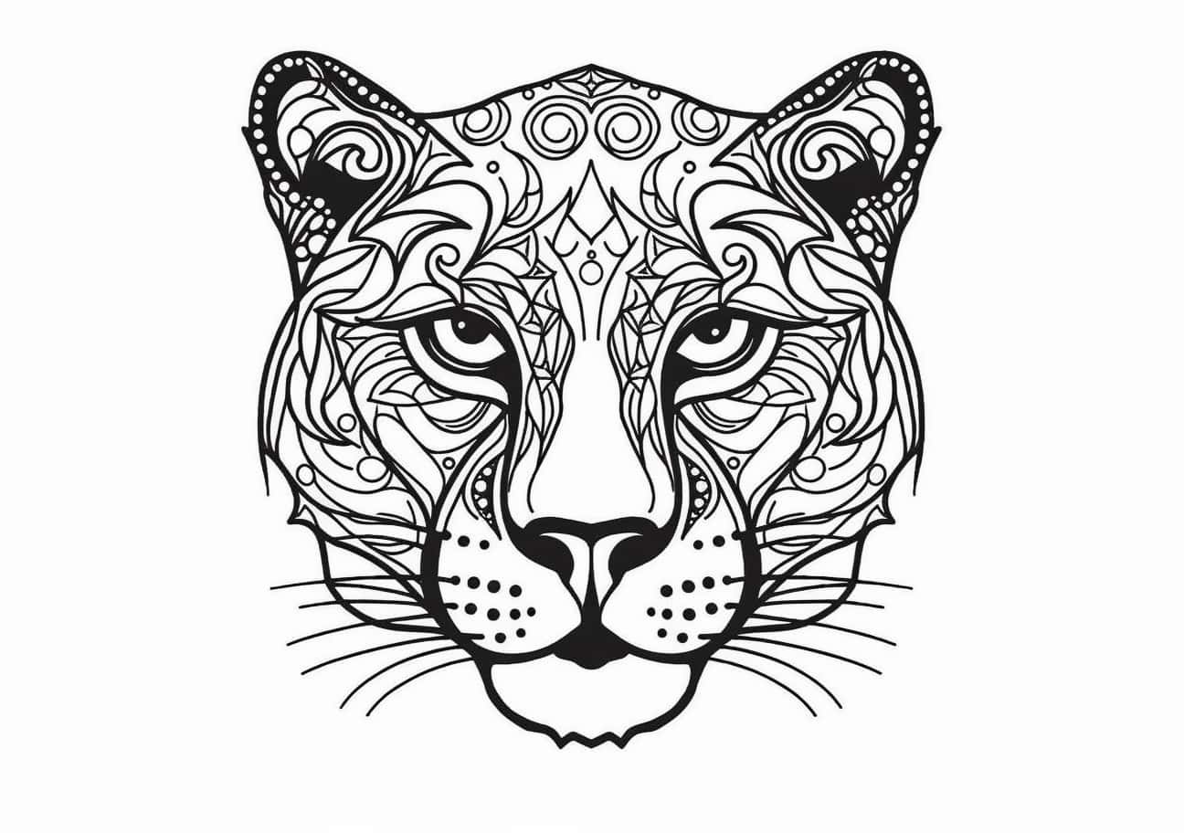 Panther Coloring Pages, Mandala Panther face