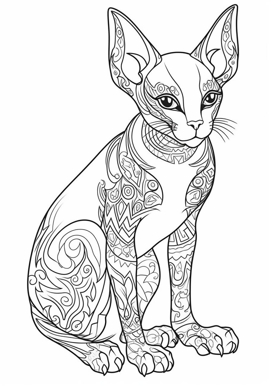 Cat Coloring Pages, Sphynx cat