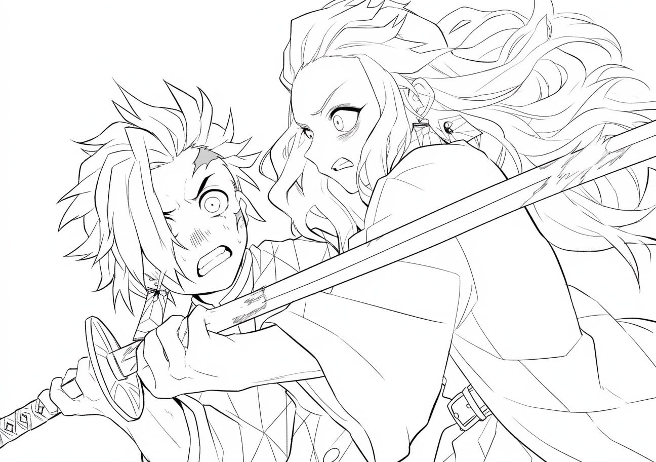 Tanjiro Kamado Coloring Pages, Tanjiro Kamado and Nezuko