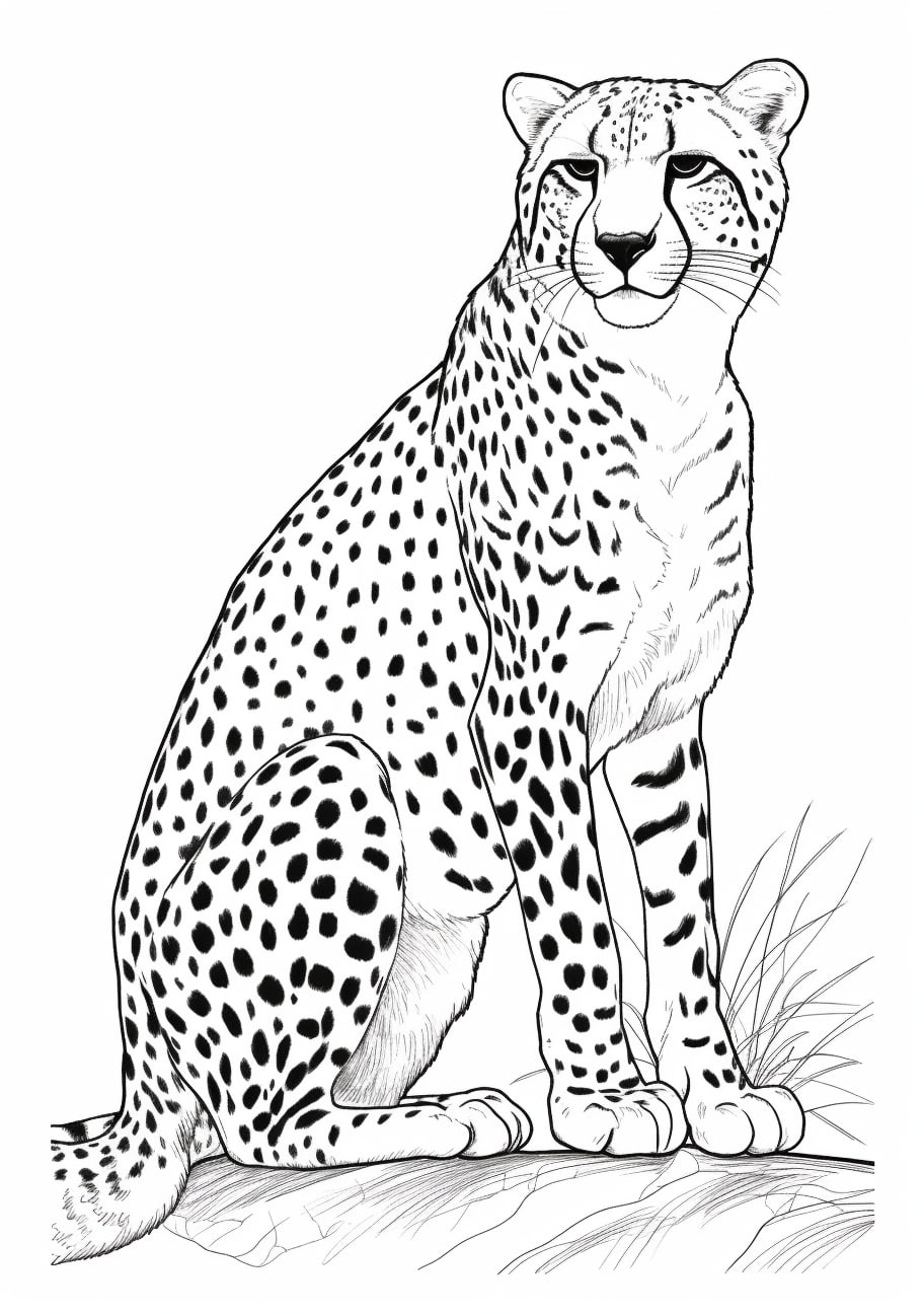 Cheetah Coloring Pages, Adult realistic Cheetah