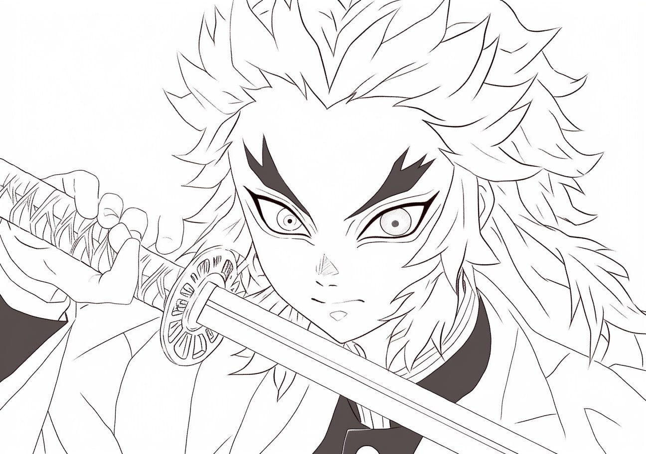 Kyojuro Rengoku Coloring Pages, Kyojuro Rengoku