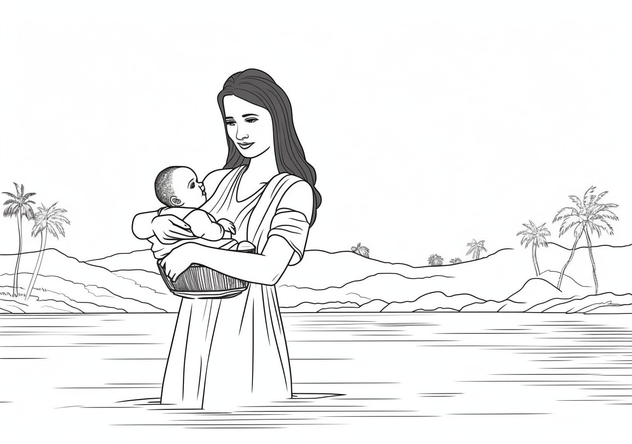 Baby Moses Coloring Pages, Egypt princes and Baby-Moses