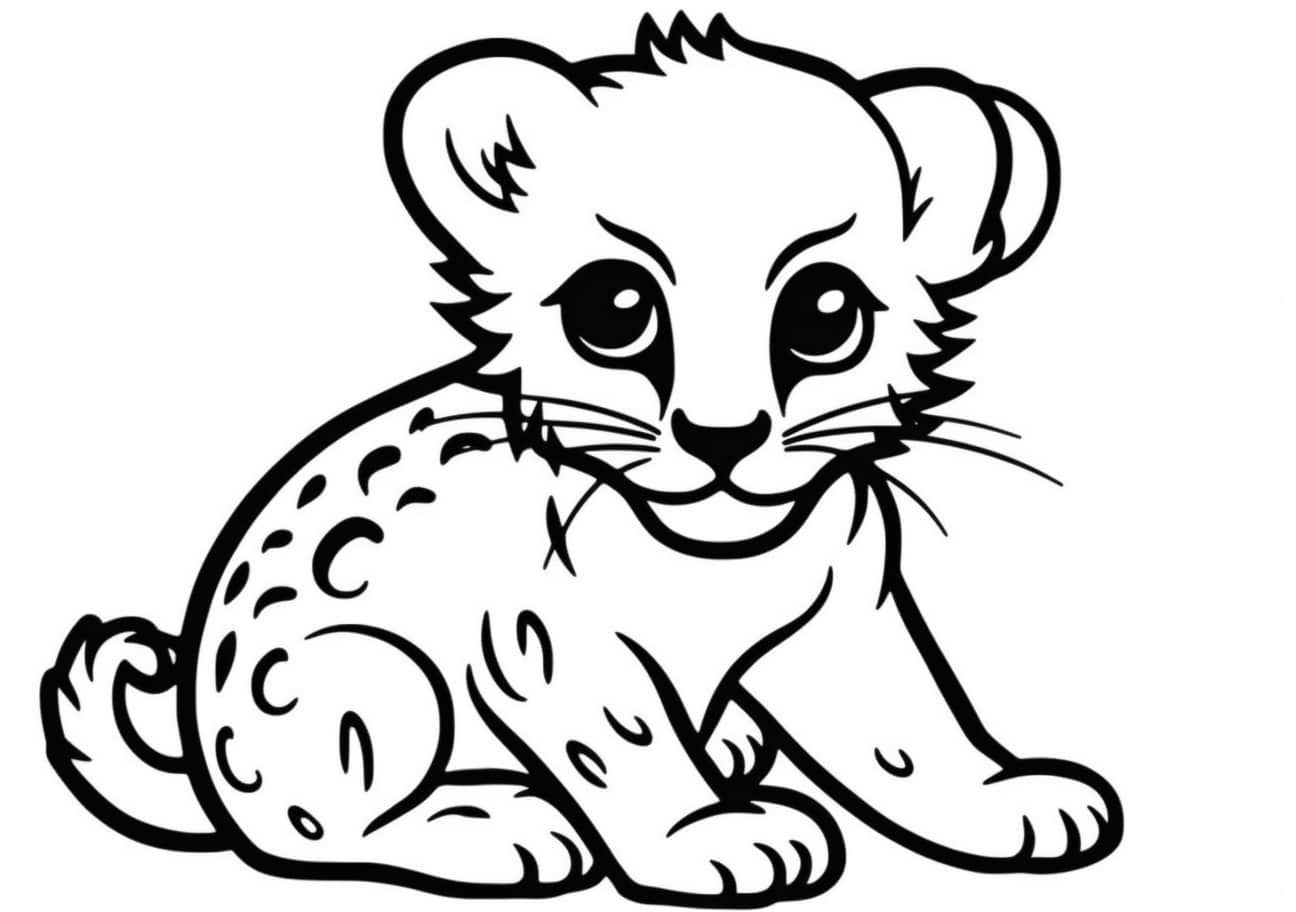 Cheetah Coloring Pages, Cartoons baby Cheetah