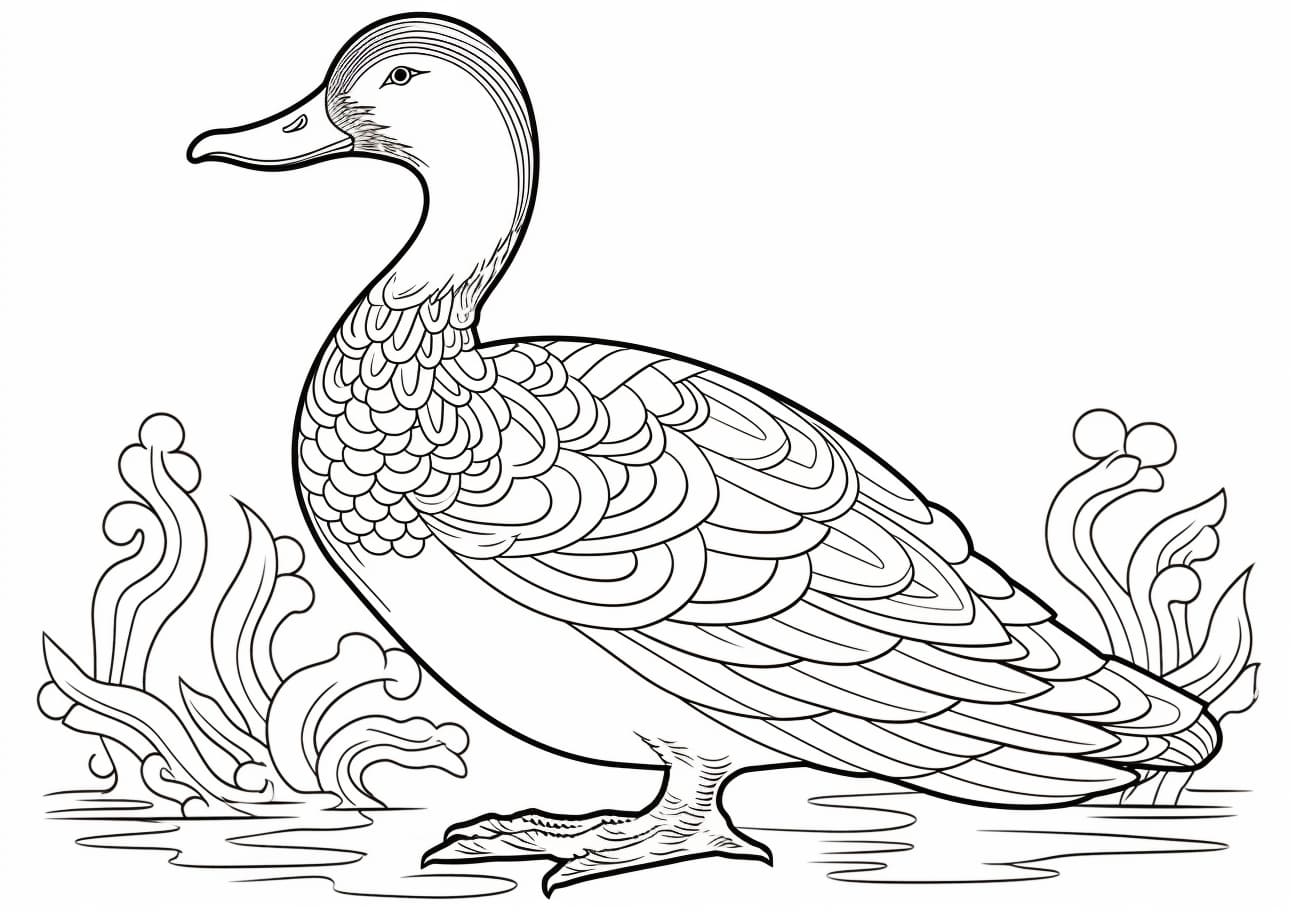 Ducks Coloring Pages, Mandala cute Duck