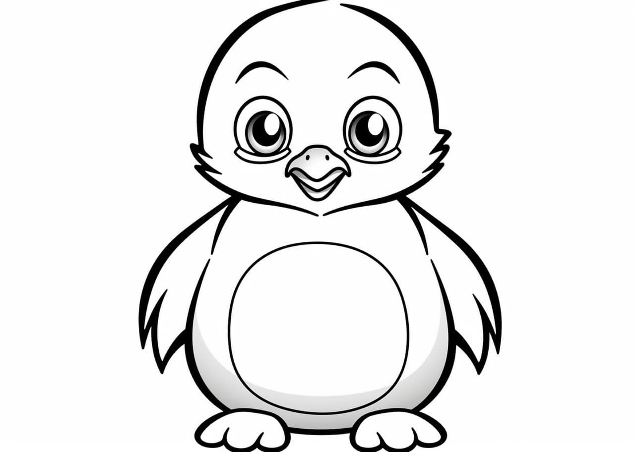 Penguin Coloring Pages, Cartoon Penguin