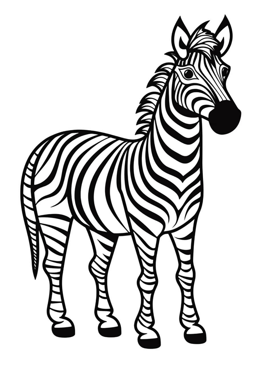 Zebra Coloring Pages, Cartoons simple Zebra