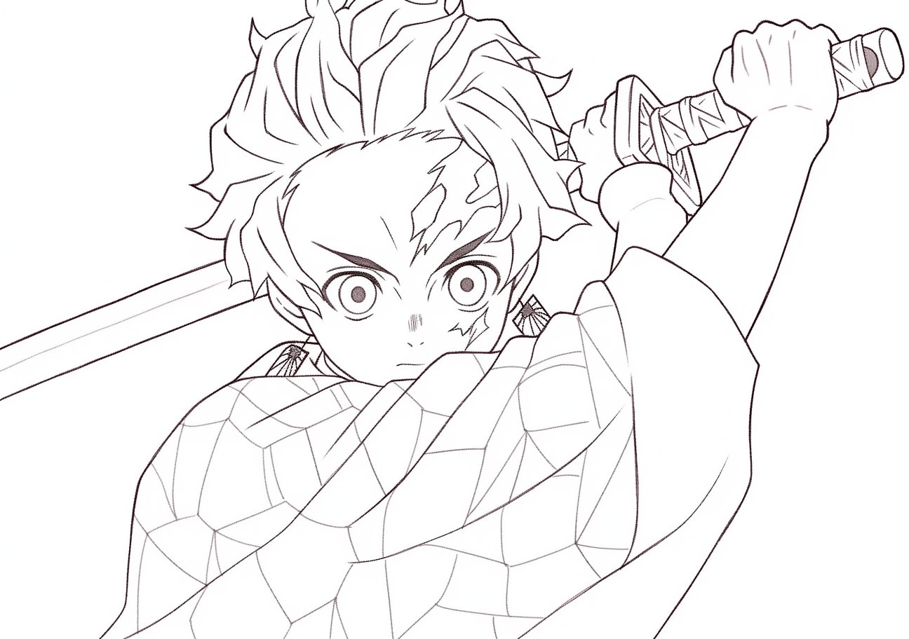 Tanjiro Kamado Coloring Pages, Tanjiro Kamado
