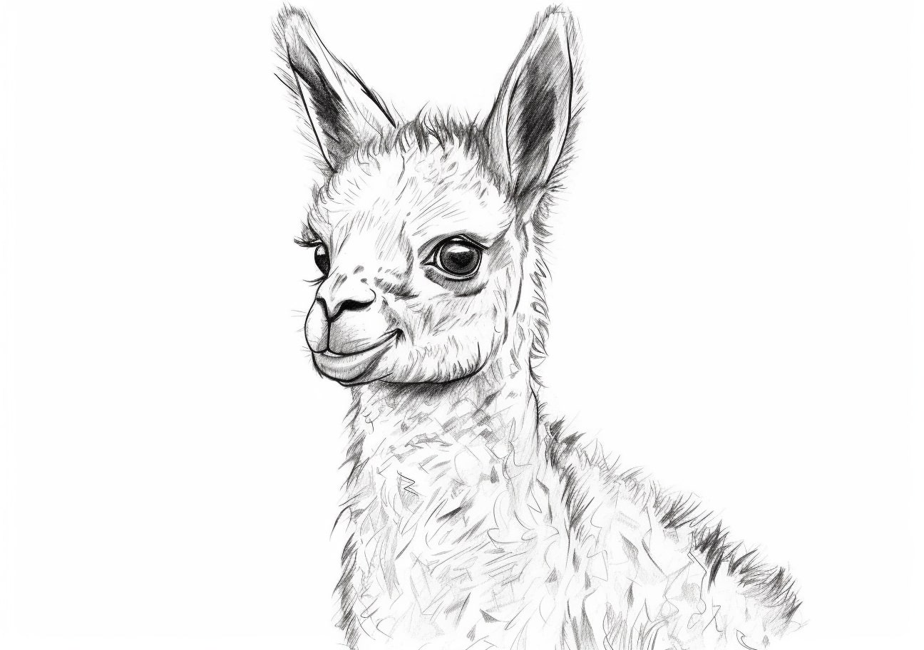 The Lama Coloring Pages, Realistic llama face