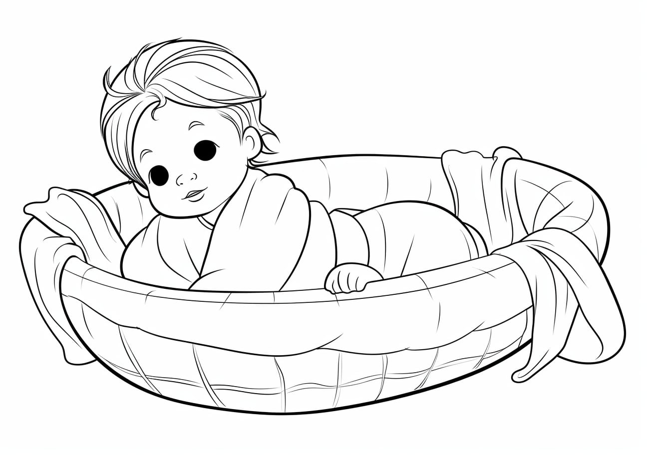 Baby Moses Coloring Pages, Moses (baby) in basket