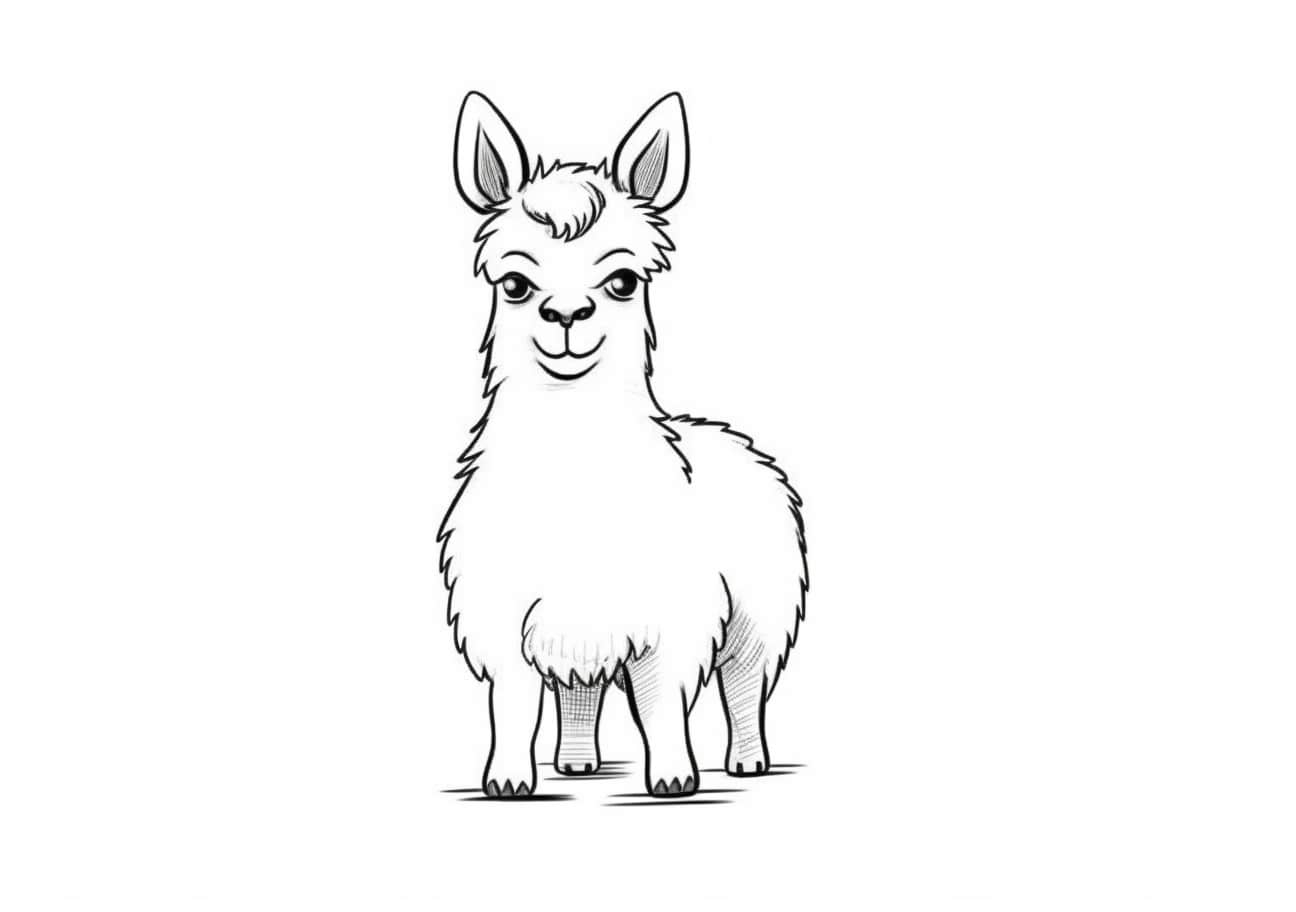 The Lama Coloring Pages, Funny cartoon llama