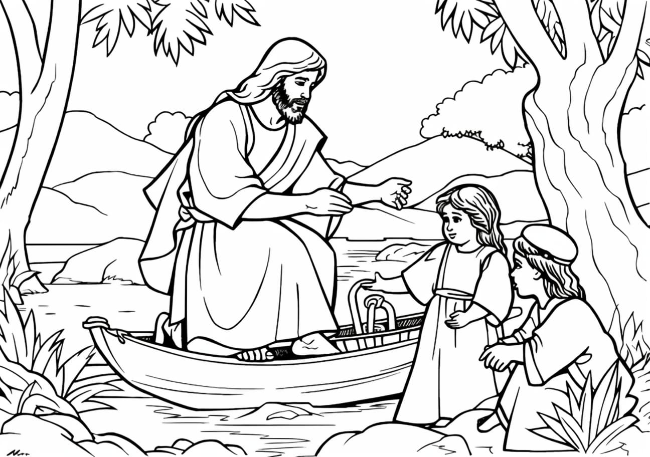 Jesus Coloring Pages, Jesus and children