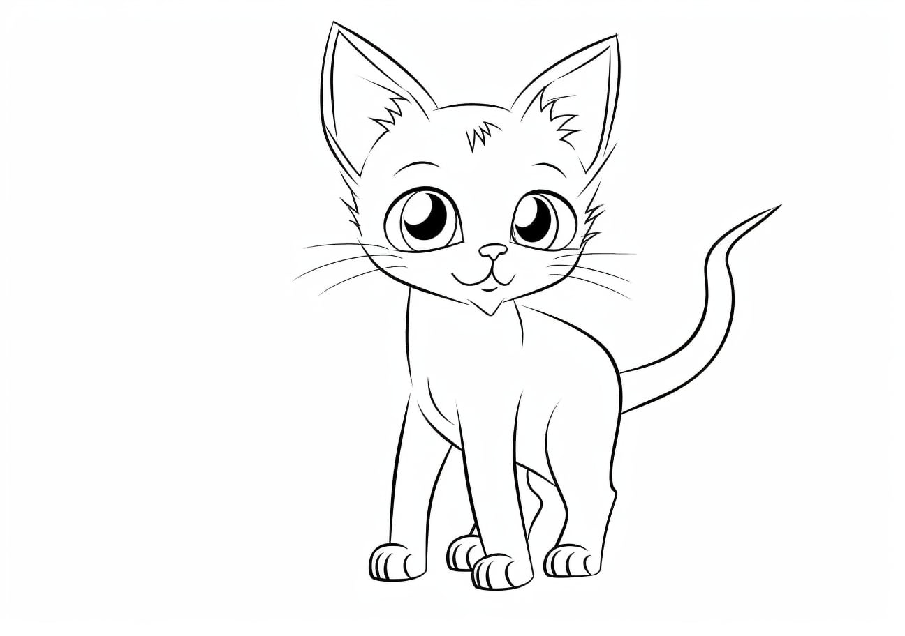 Cute Cat Coloring Pages, a full-length cartoon cat