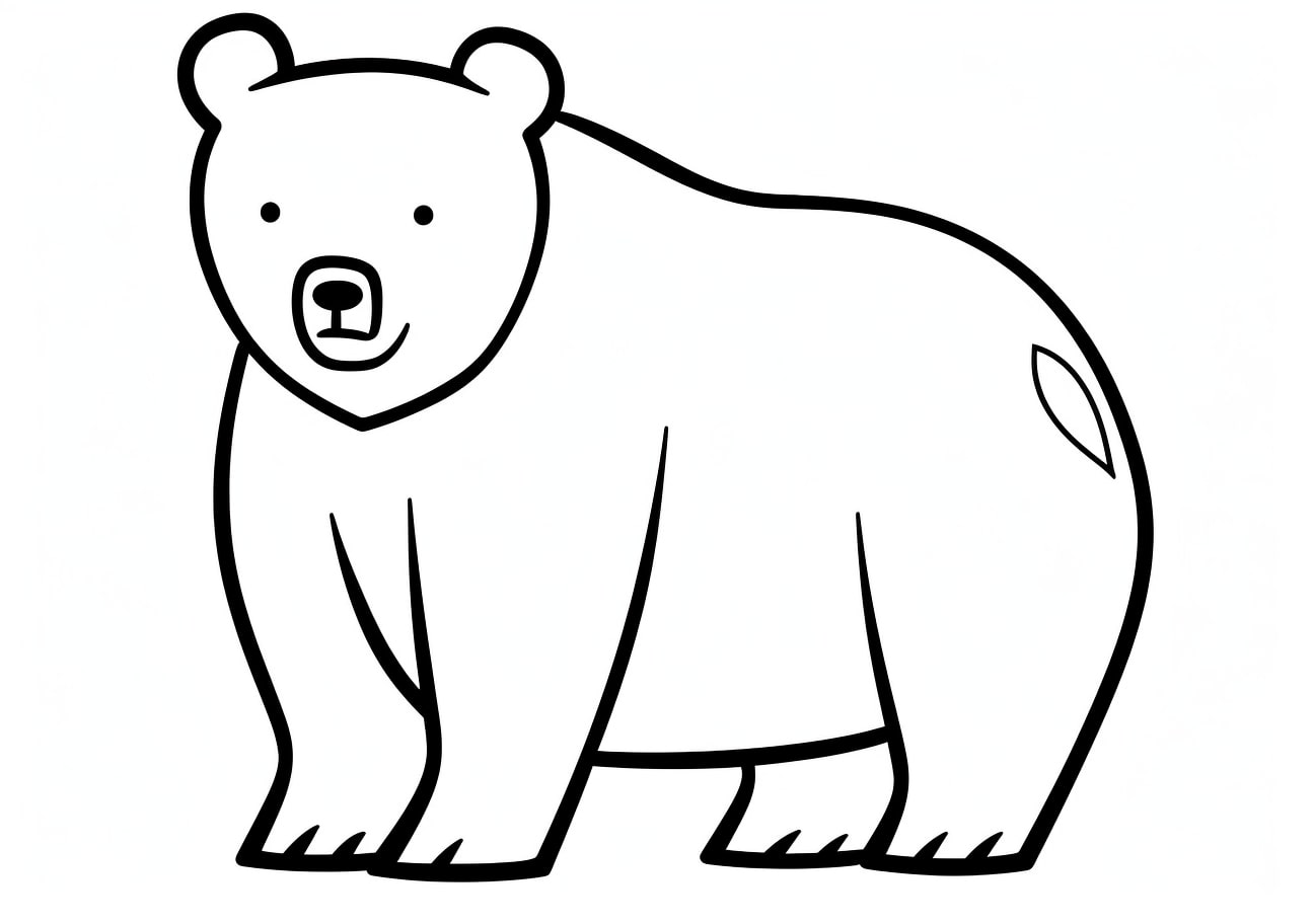 Bear Coloring Pages, Simple lines, Bear