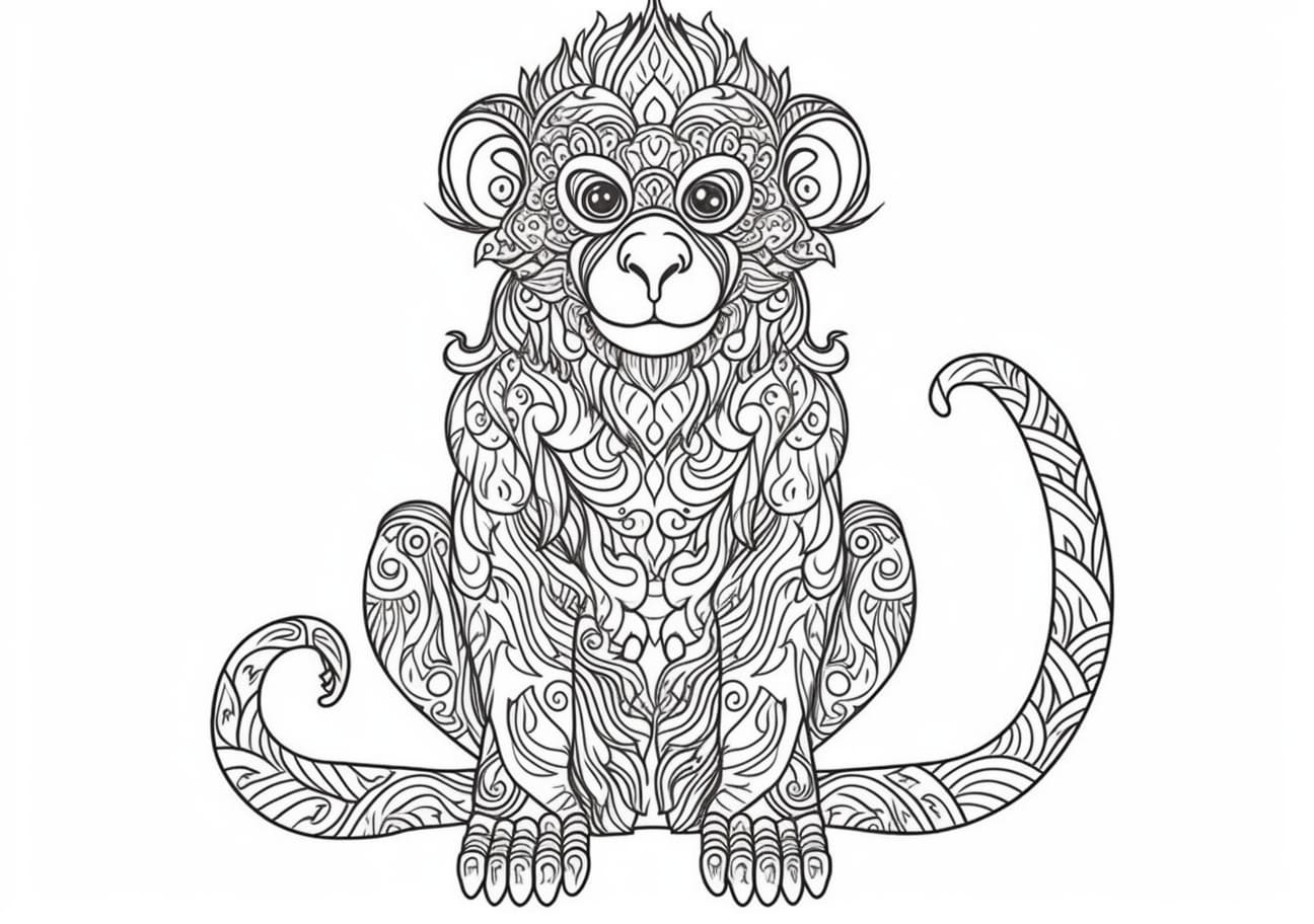 Monkeys Coloring Pages, Interesting zentagle monkey