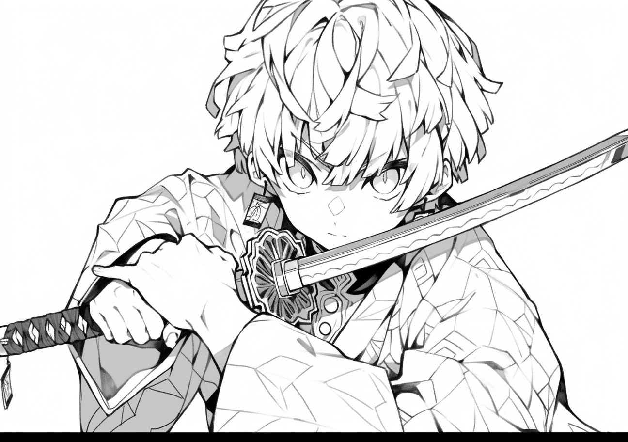 Zenitsu Agatsuma Coloring Pages, Zenitsu Agatsuma