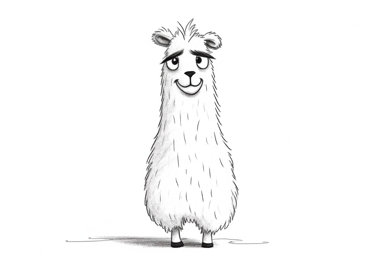 The Lama Coloring Pages, Cute cartoon lama