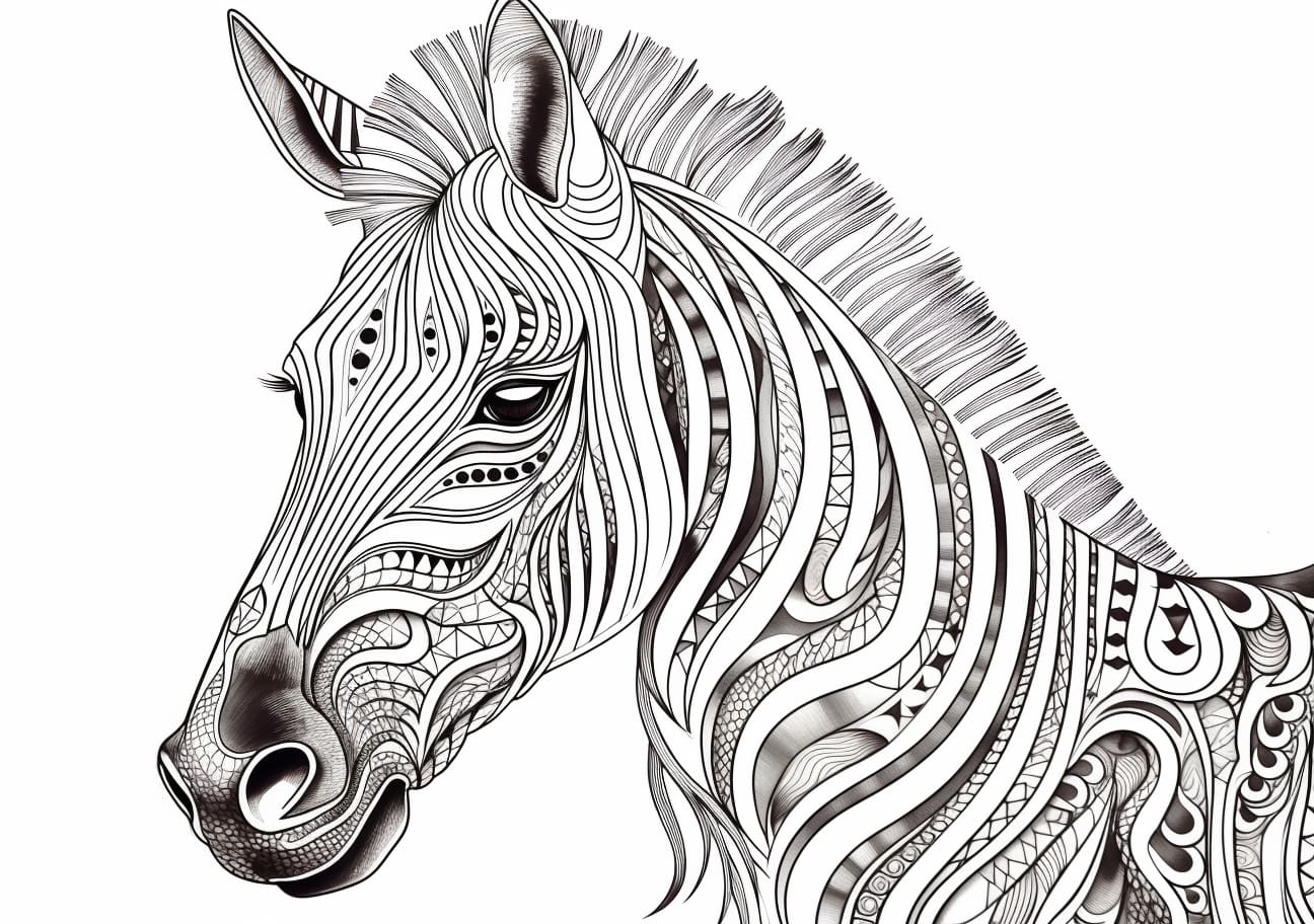 Zebra Coloring Pages, Face Zebra in mandala