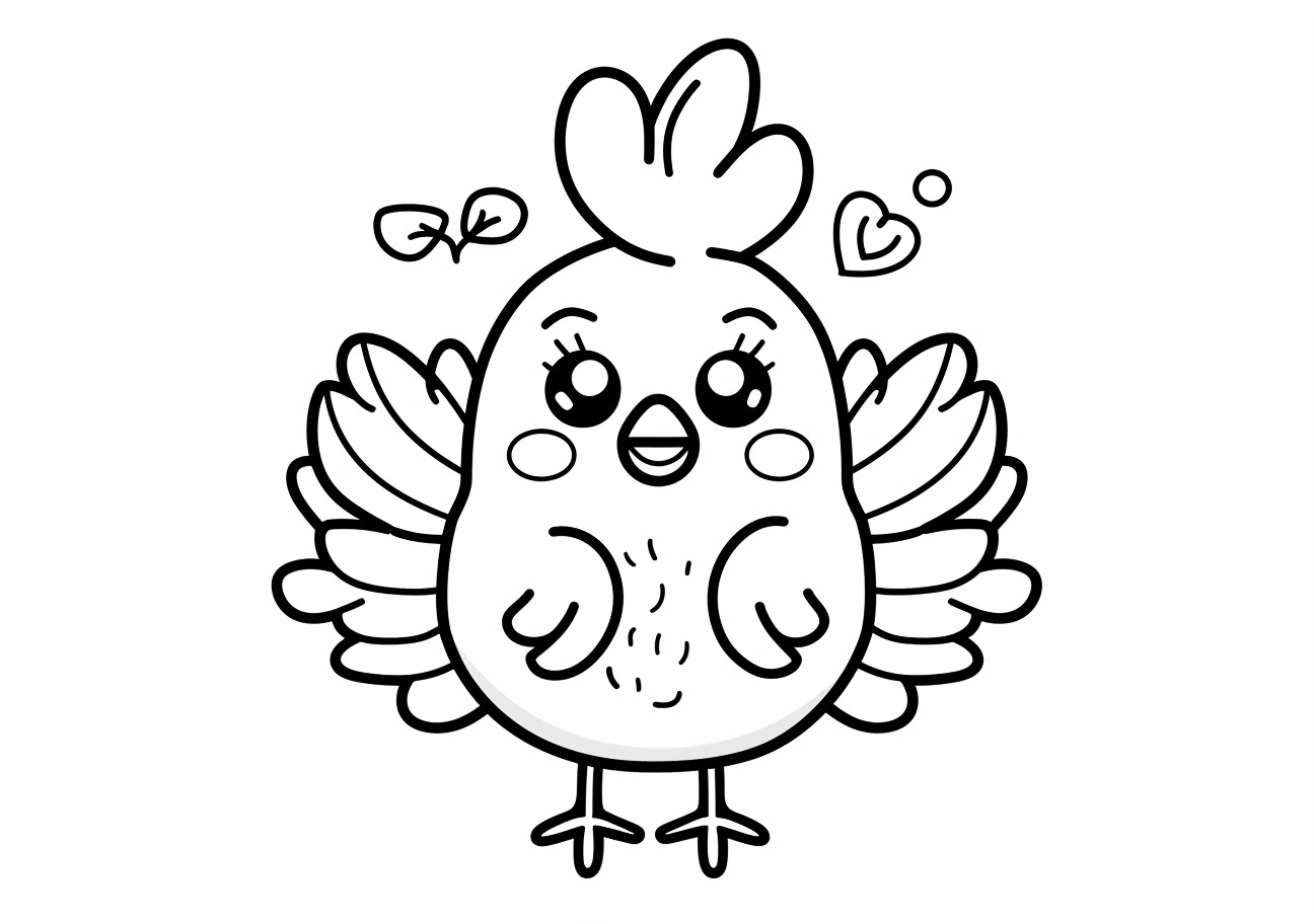 Rooster Coloring Pages, Kawaii rooster