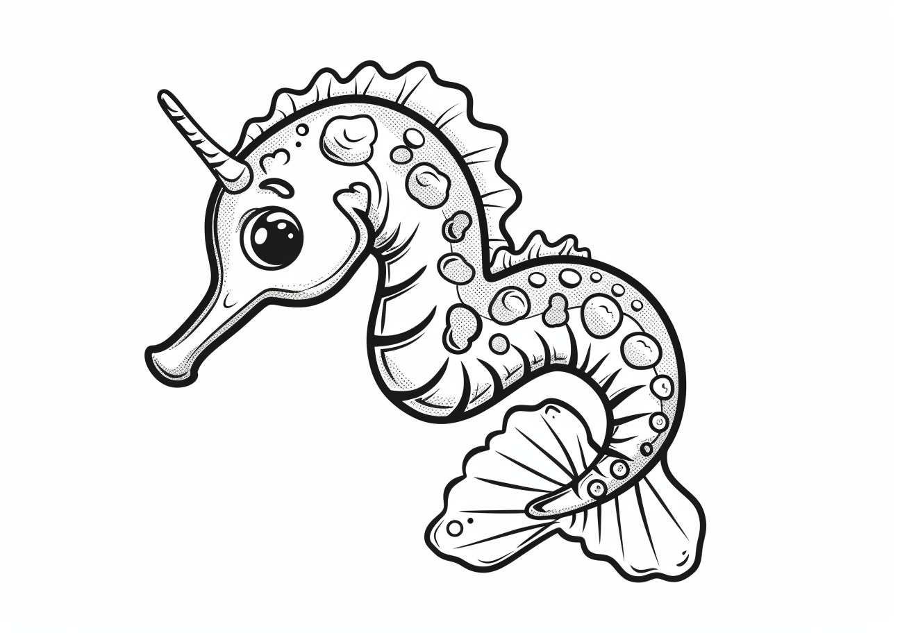 Seahorse Coloring Pages, Child cartoon Seahorse