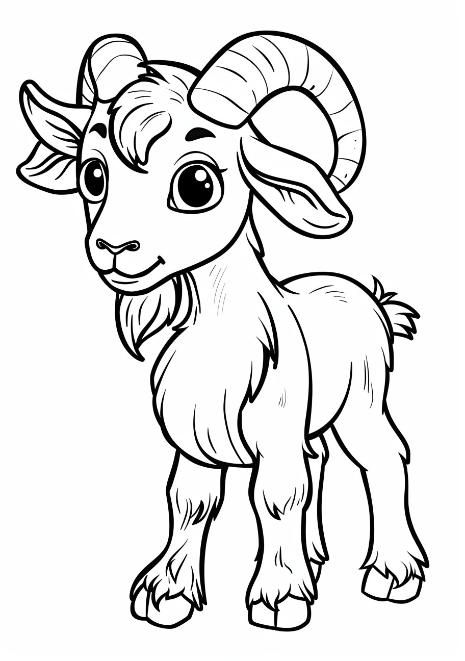 Goat Coloring Pages, Cute goat