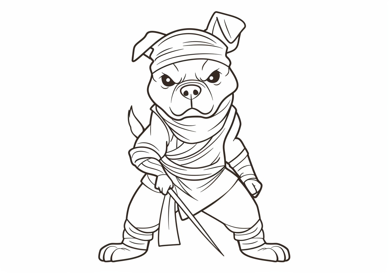 Cute dog Coloring Pages, Cute dog ninja