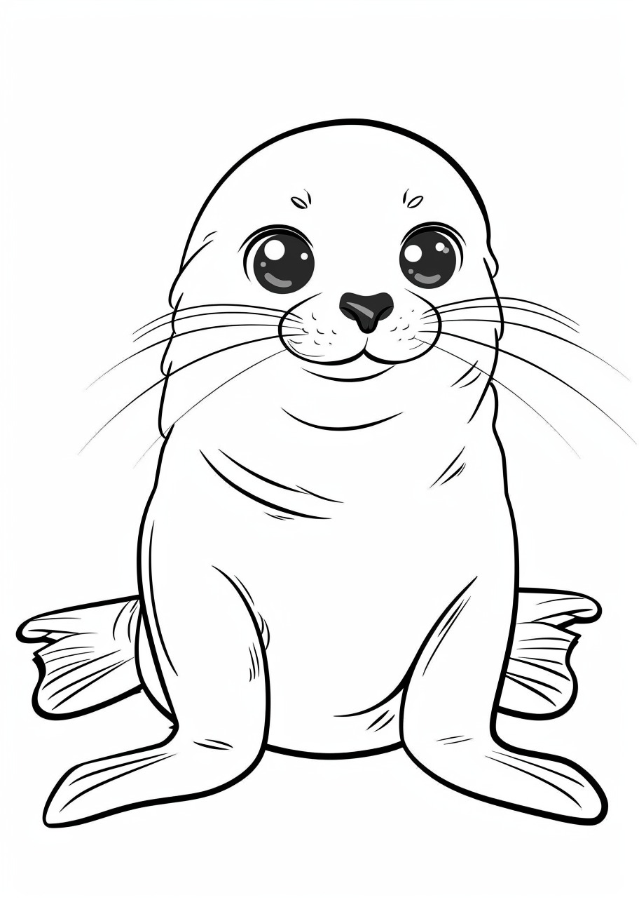 Seal Coloring Pages, Kawaii Seal